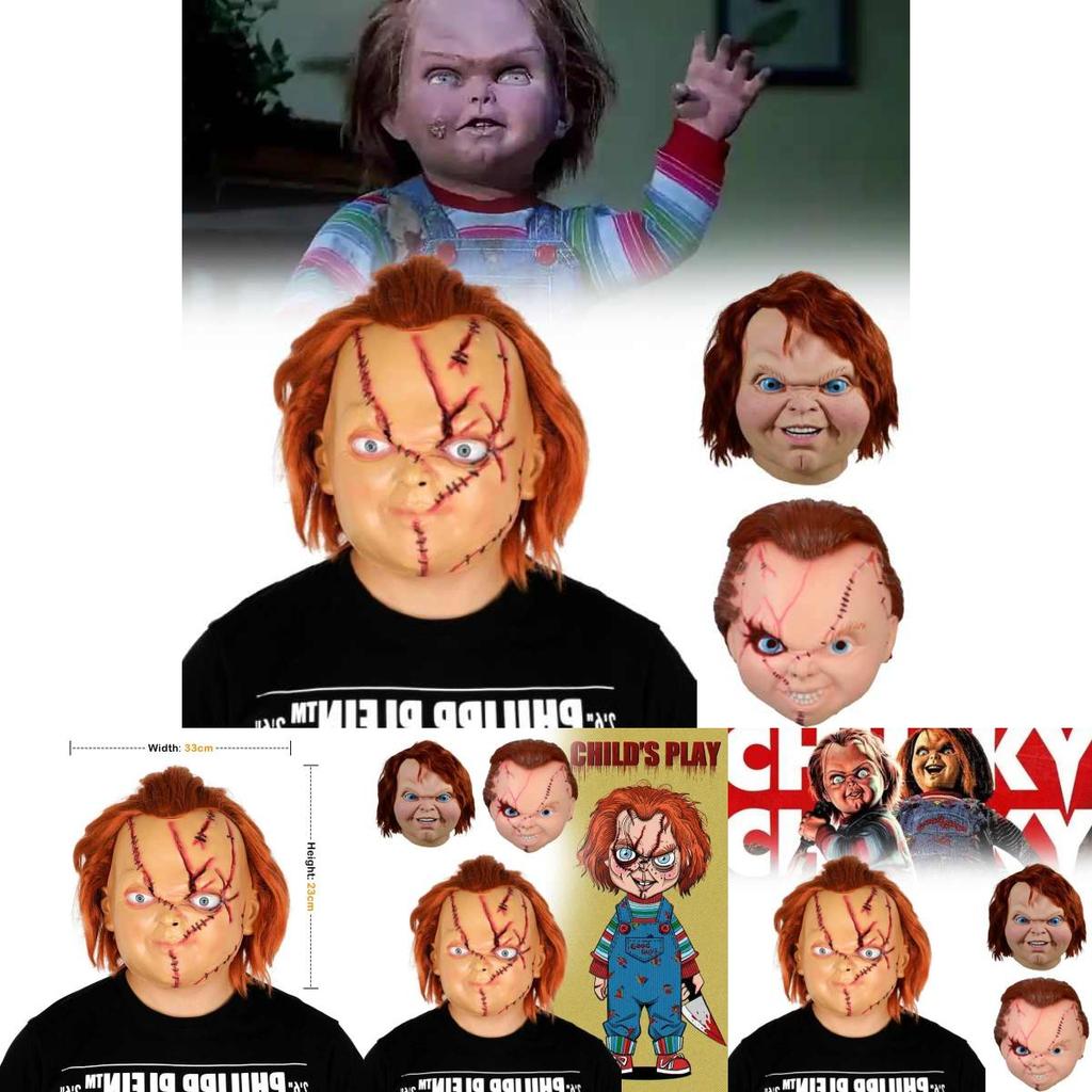 Childs Play Halloween Latex Mask With Blood Effect For Horror Party Cosplay