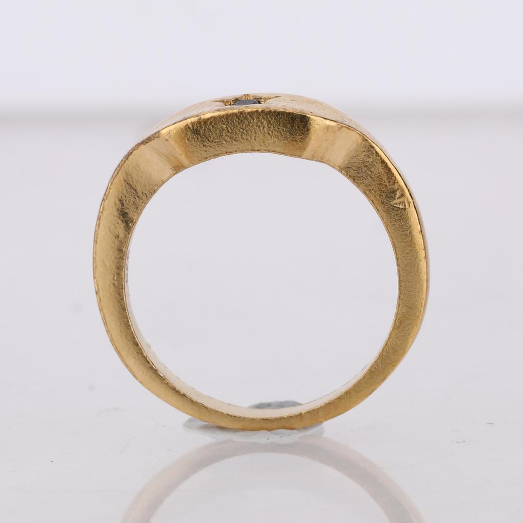 925 Silver Black Spinel Ring Yellow Gold Plated Round Gemstone Minimalist Women Jewelry Stacking Ring