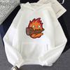 Howl's Moving Castle Calcifer Hettegensere Løs Fleece Hettegenser Tegneserie Calcifer Vintage Pullovers Gensere Vinter Dame Streetwear
