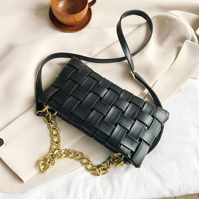 Weave Women's Clutches Chain Design Shoulder Bags Small PU Leather Crossbody Bags For Women Luxury Handbag Ladies Sling Bag