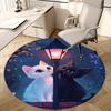 1pc Anime Design Round Carpet Cute Cat Couple with Heart Shaped Light Fixture, Office Chair Mat, Non Slip Rug for Home Decor