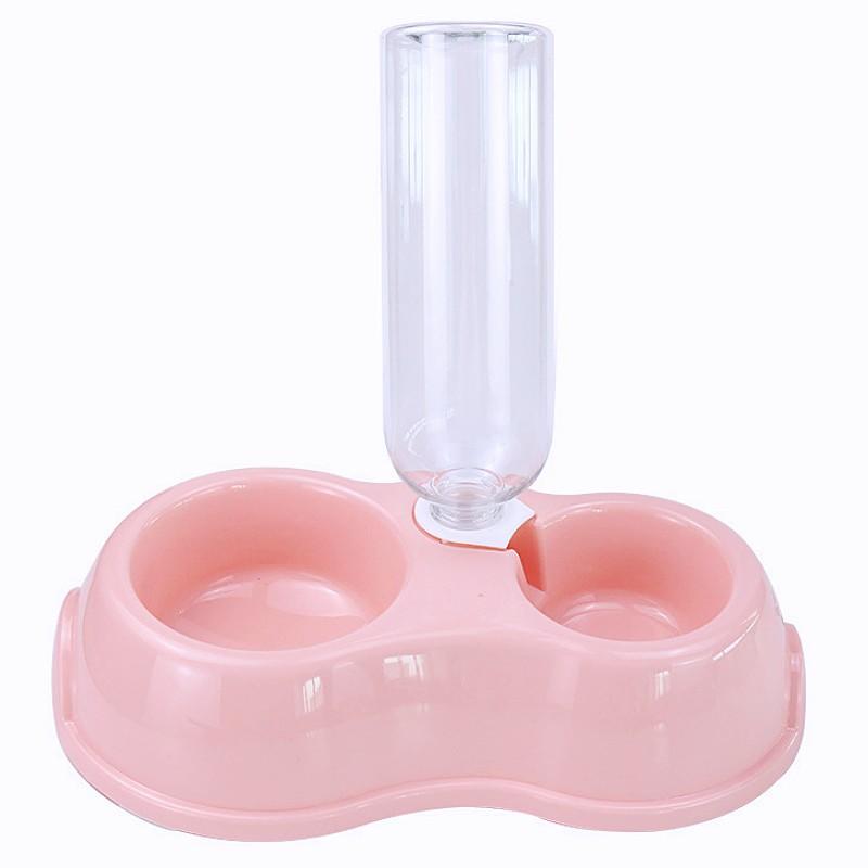Dog Bowl Double Bowls Dog Feeders Automatic Dogs Water Bowl 500ml Drinking Bowls for Pet Feeding Cat Food Container Pet Supplies розовый