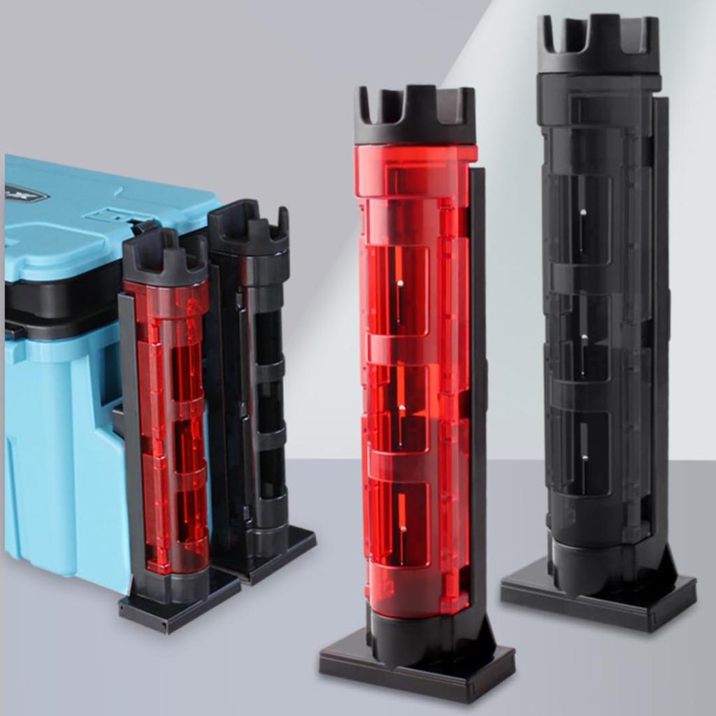 Rod Holder Polycarbonate Set of 2 Fishing Black Rod Stand Convenient Fishing Height Adjustable Set of 2 [KOREWA] 3-level (Black)