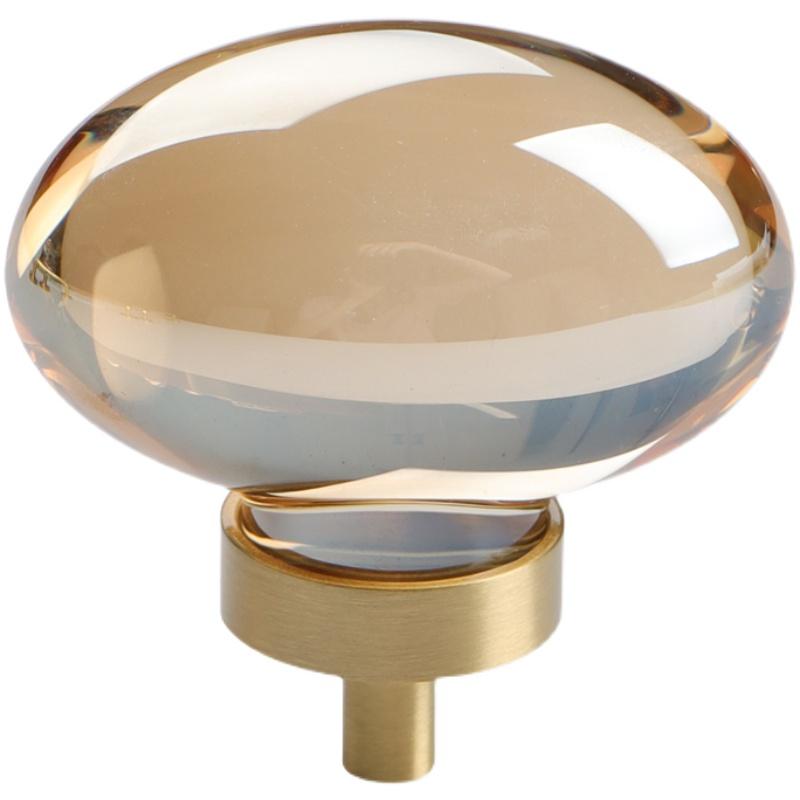 Luxury Pigeon Egg Crystal Handles Cabinet Drawers Exquisite Crystal Hooks Transparent Amber Color Wall-mounted Indoor Decoration