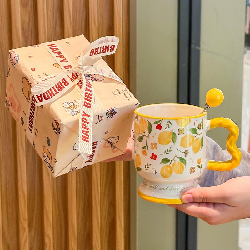 Cană ceramică drăguță pentru fructe cadou de ziua de naștere fată cană cafea lapte cadou suvenir prietenă cutie cadou
