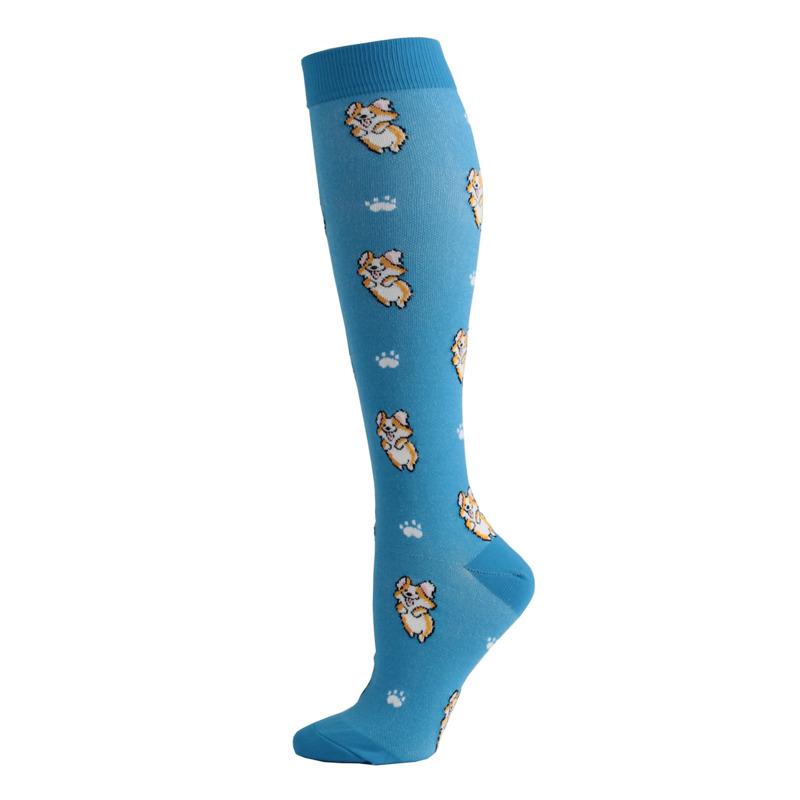 Huayasx Cute Compression Stockings Women Men Pressure Socks Compress Sports Rainbow Horse Dog Fox Cats Pattern Nylon Funny S/M