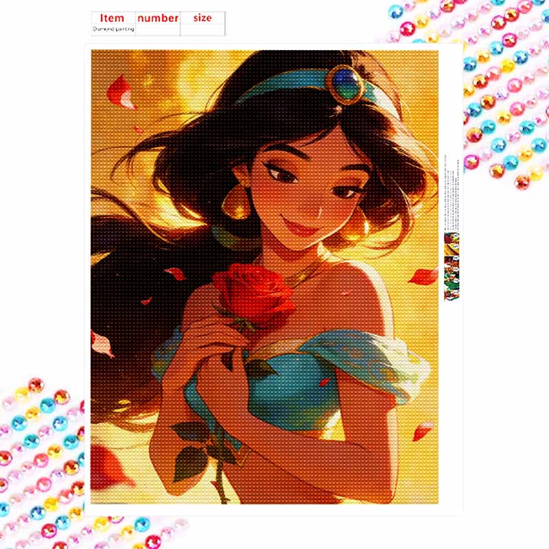 Disney Princess Jasmine Rose Diamond Painting Art Kit Handmade DIY5D Home Decor Gift