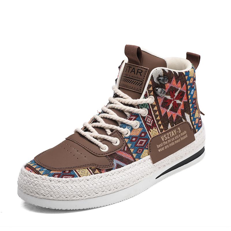 New arrivals Designer new men's casual sneakers canvas comfortable high top flats walking vulcanized shoes