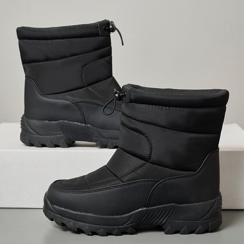 Mens One Foot Stirrup Large Size Soft Sole Winter Warm Anti-slip Fur One Snow Boots Padded Lined Ankle Boots Anti-slip Sports Cotton Boots