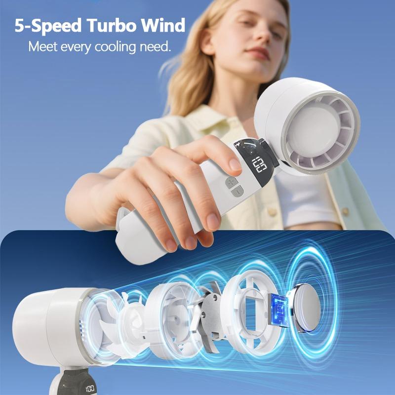 5000mAh Handheld Fan Charging Portable Foldable USB Turbo Fan High Speed for Outdoor Camping Travel Desktop Folding Summer