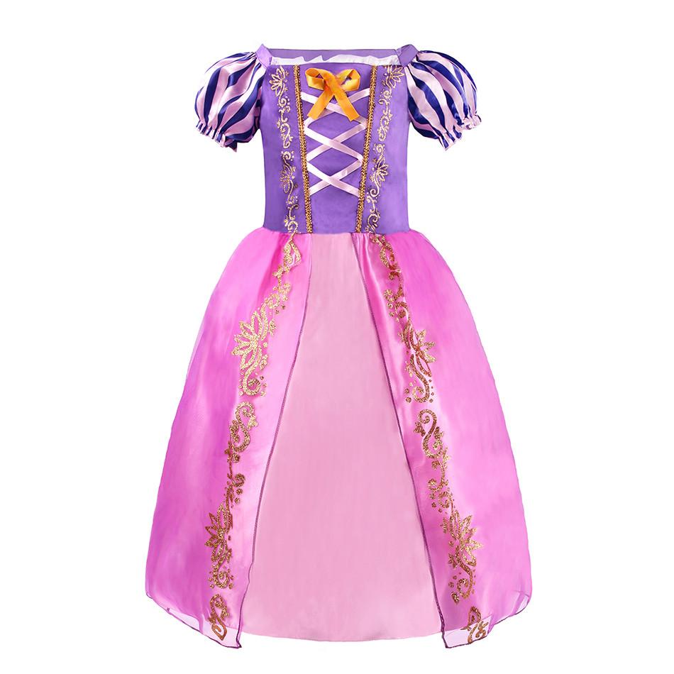 Robe Raiponce Enfant Costume Fête Tangle Filles Été Anniversaire Fantaisie Cosplay Carnaval Halloween Vêtements 3-8 Ans Size 110