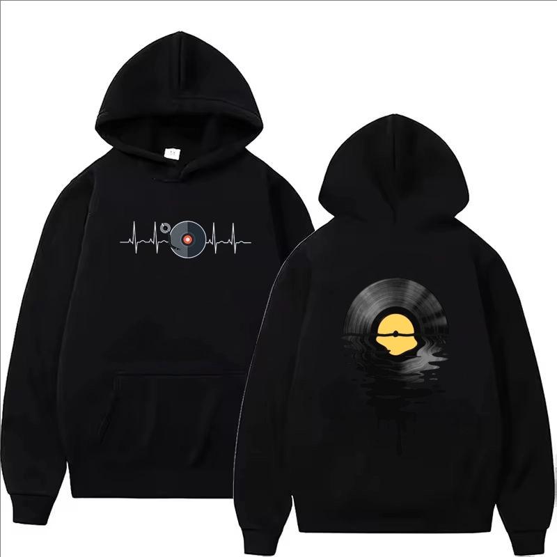 Vinyl Record Printed Hoodie Autumn Winter Men Women Casual Classical Fashion Loose O-Neck Long Sleeve Tops Sweatshirts