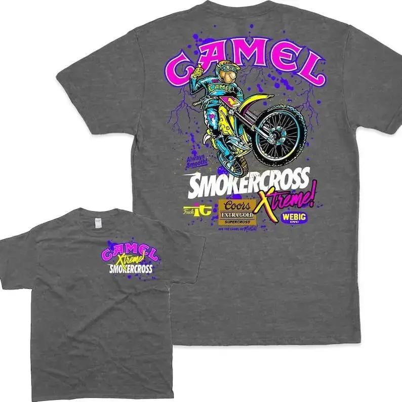 

Vintage sports Graphic Men s T-Shirt Camel Motosport Crewneck Sweater Camel Motorsport Supercross Extreme Graphic Oversized Tee 2XL