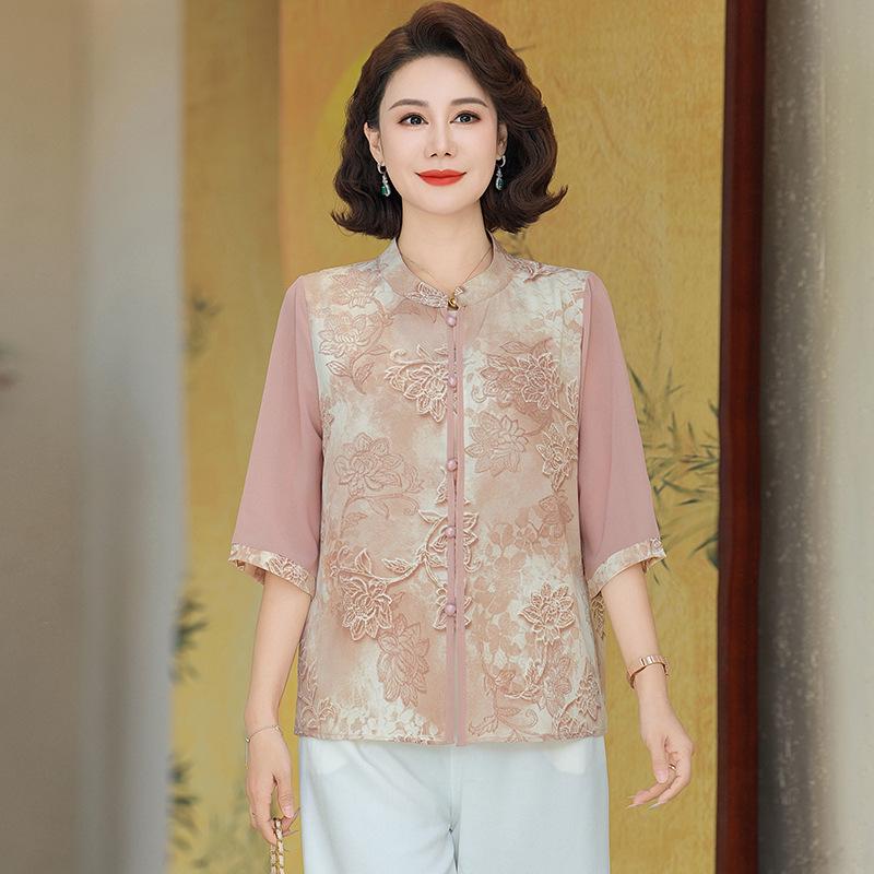 Women's Spring Heavyweight Silk Shirt - Middle-aged & Elderly Mulberry Silk Top