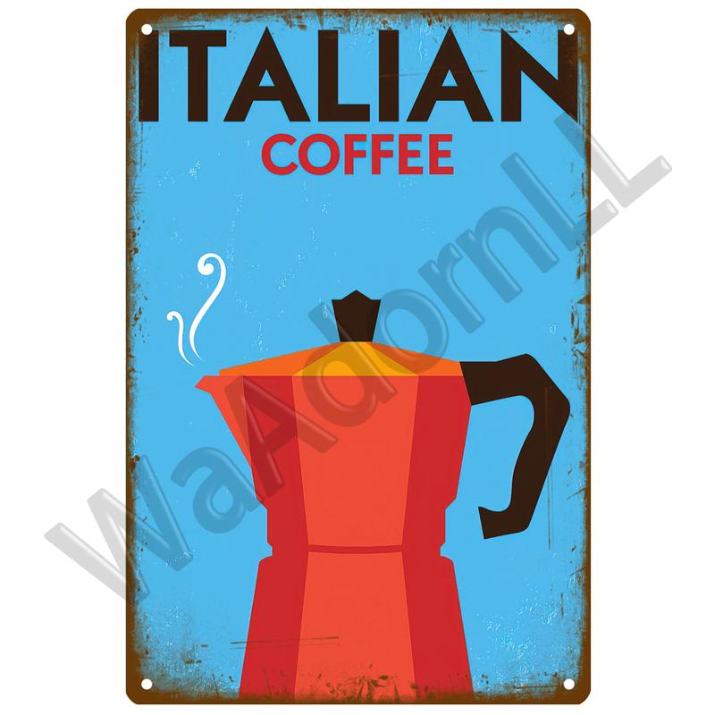 Metal Sign Retro Decor Coffee Vintage Tin Sign Plaque Metal Plate Wall Art Posters For Kitchen Bar Cafe Room Retro Iron Paint