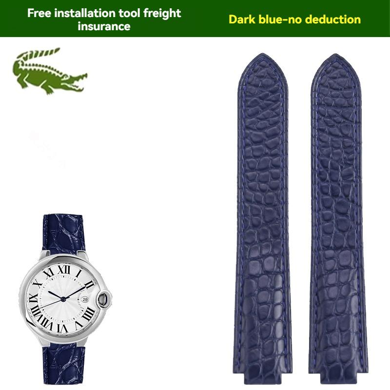 Crocodile leather watch strap For Cartier blue balloon WSBB0025 W69012Z4 14-8mm 16-8mm 18-11mm 20-12mm 22-14mm convex watchband