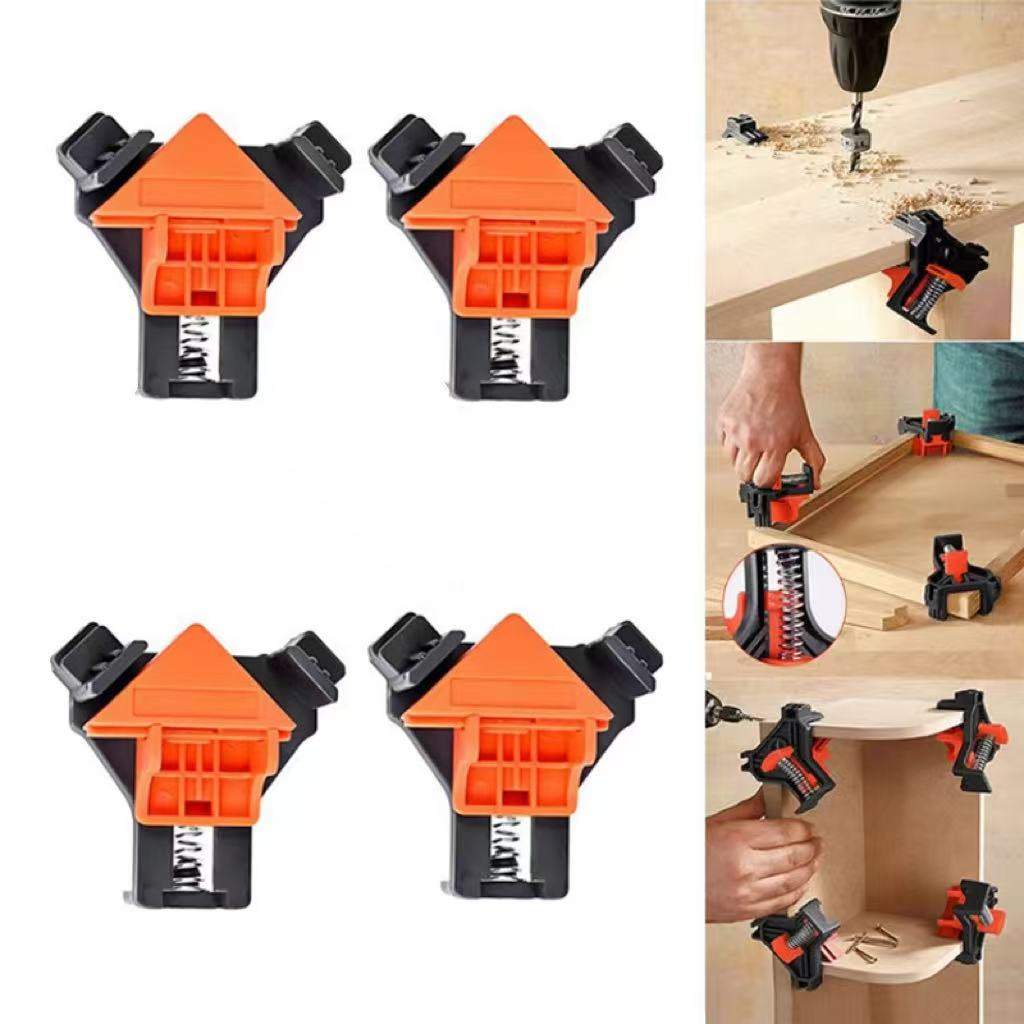 Woodworking 90° Right Angle Clamps Adjustable Spring Corner Fixers for Photo Frame Cupboard DIY Drilling Positioning