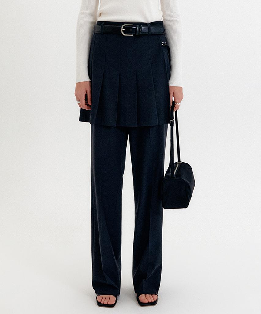 Lugkaeseuteu Bolin Pleated Layered Pants_Charcoal