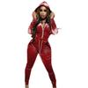 Women's Fashion Hooded Long Sleeve Slim Zipper Sports Casual Velvet Suit