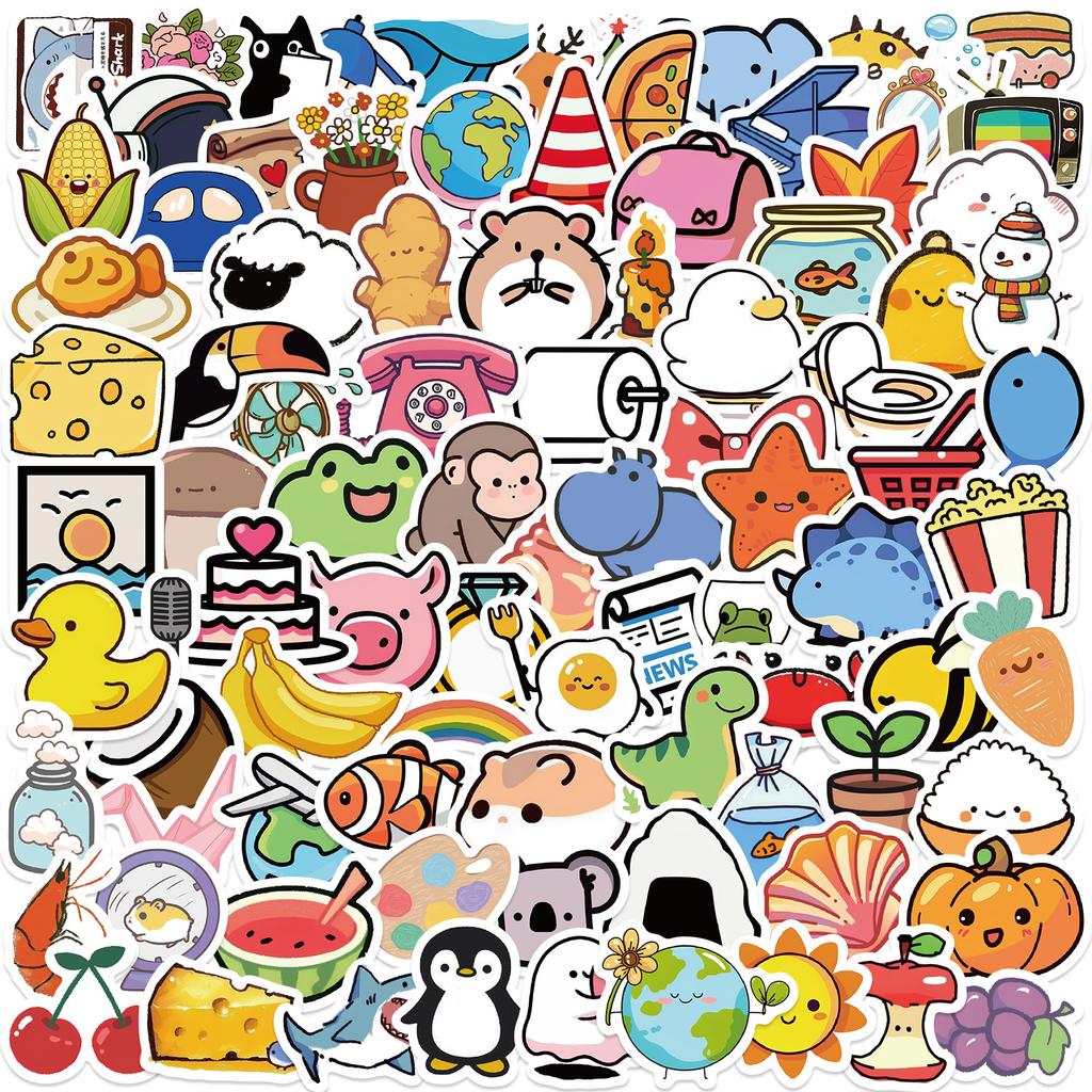 100 Cartoon Mini Stuff Graffiti Stickers Decorate Guitar Notebook Suitcase DIY Waterproof Stickers