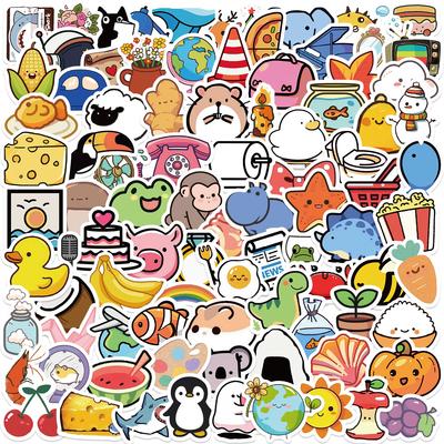 100 Pezzi Animali Mini Carini Cibo Cartoni Animati Graffiti Adesivi Telefono Chitarra Laptop Quaderno Valigia Tazza Adesivo Impermeabile Giocattolo per Bambini