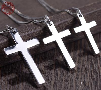 Echter Massiver 925 Silber Kreuz Anhänger Für Männer Und Frauen Glatt Hochglanz Einfaches Design Jesus Christus Schmuck
