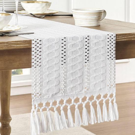 Boho Table Runner Farmhouse Woven Macrame Table Runner Home Decor Rustic