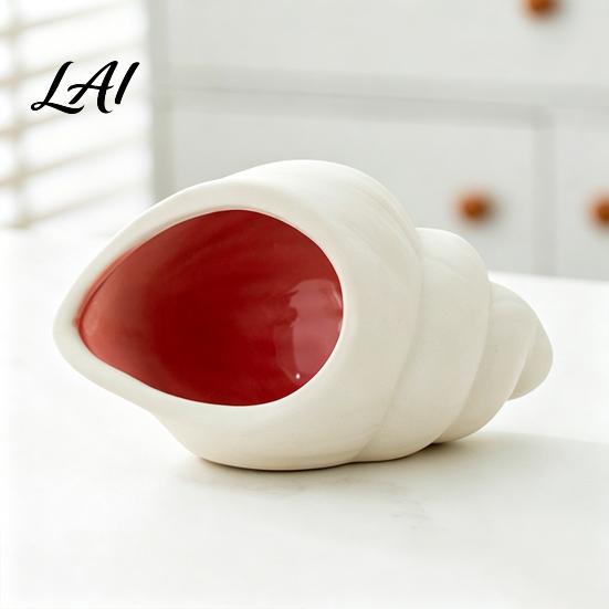 Minimalist Home Decor Ocean Theme Ceramic Jewelry Tray for Vanity Rings Earrings Necklaces Decorative Small Item Organizer Shell/Conch Trinket Dish