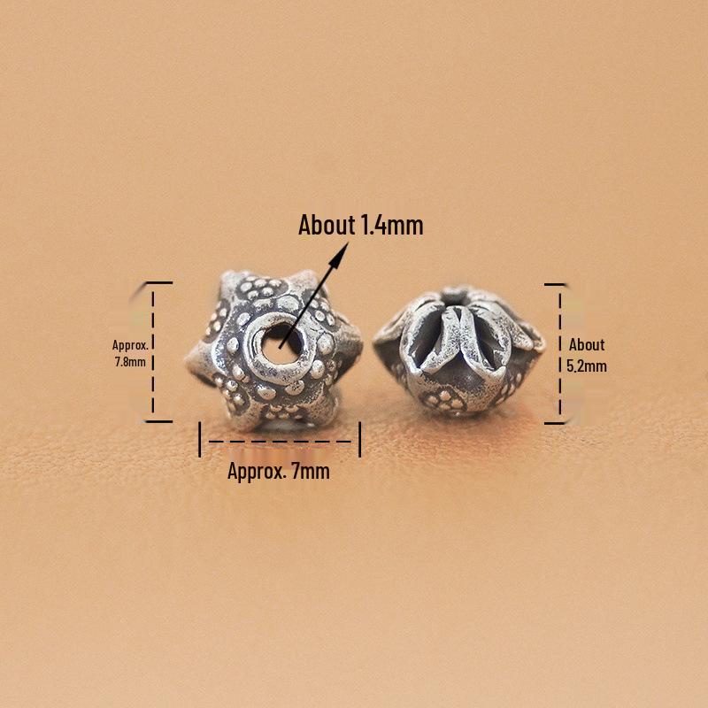 Handmade Thai Sterling Silver Hexagonal Spacer Beads Bracelet Accessory