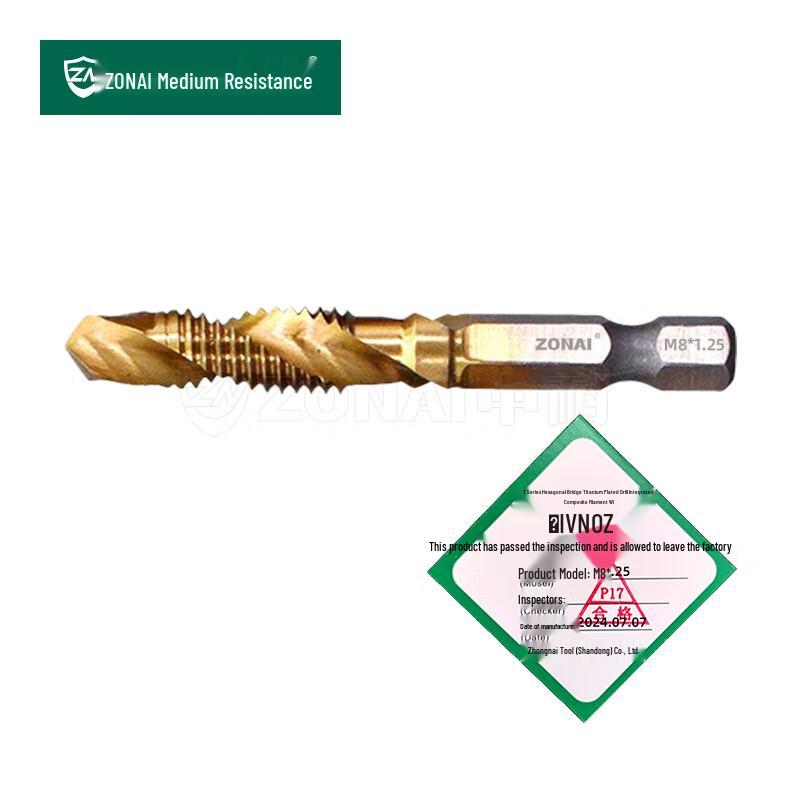 Zhongnai T-Series Hex Shank Titanium Plated Drill Tap