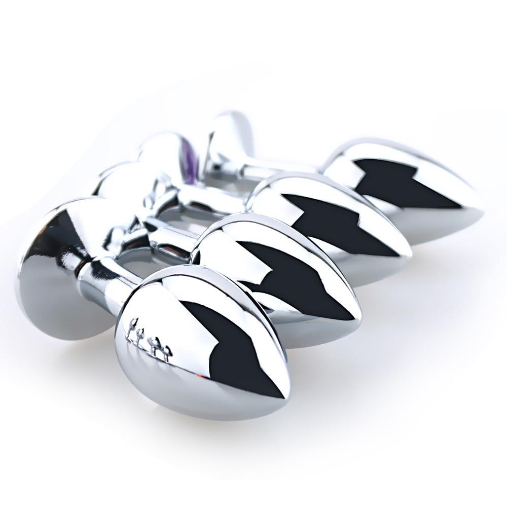 1pcs Smooth Metal Anal Plug, Buttplug, Stainless Steel+Crystal Jewelry Anal Sex Toys for Women Men
