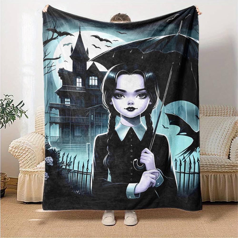 1pc Addams Family Wednesday1 Blanket, Gift, for Men and Women, Soft Blanket, Good for Sofa Bed Couch Travel, Lightweight Flannel Blanket