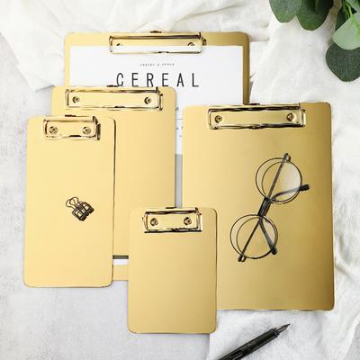A4 A5 Metal Clipboard Golden Folder Stainless Steel Clip Board Storage Writing File Board for Business Supplies Paper Holder