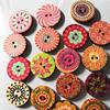 100x Mixed Vintage Colorful Flowers Wood Buttons Scrapbooking Sewing Craft 20mm