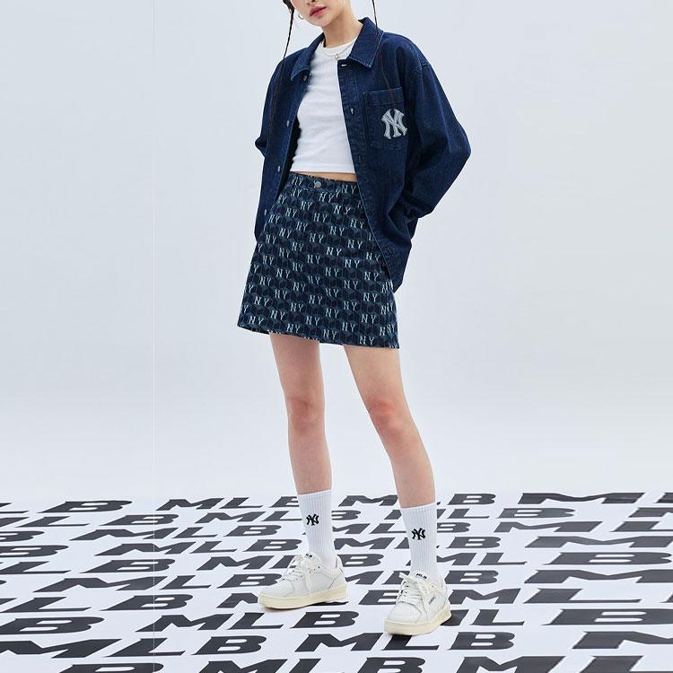 New MLB Denim Short Skirts Women's Blue 3FDSM0734-50NYD