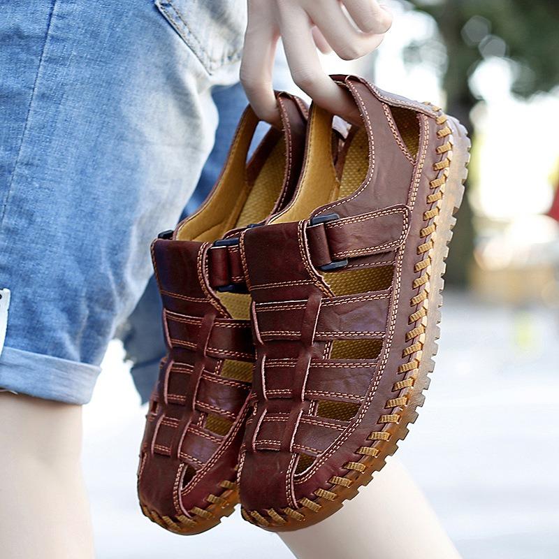 Fashion Luxury Mens Sandals Fashion Handmade Leather Sandals Summer Hollow Out Roman Shoes for Men Casual Beach Sandals Wading Sandalias