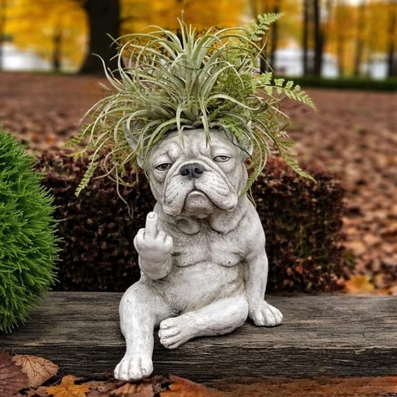 High-Quality Grumpy High-Quality French High-Quality Bulldog High-Quality Resin High-Quality Planter High-Quality Outdoor High-Quality Garden