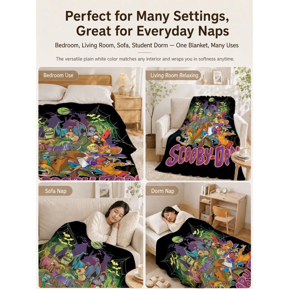 Classic Scoobydoo Spooky Monster Mashup Cartoon Anime Blanket Cozy Comfortable Throw Blanket For Bedroom Sofa Nap Lightweight Home Decor