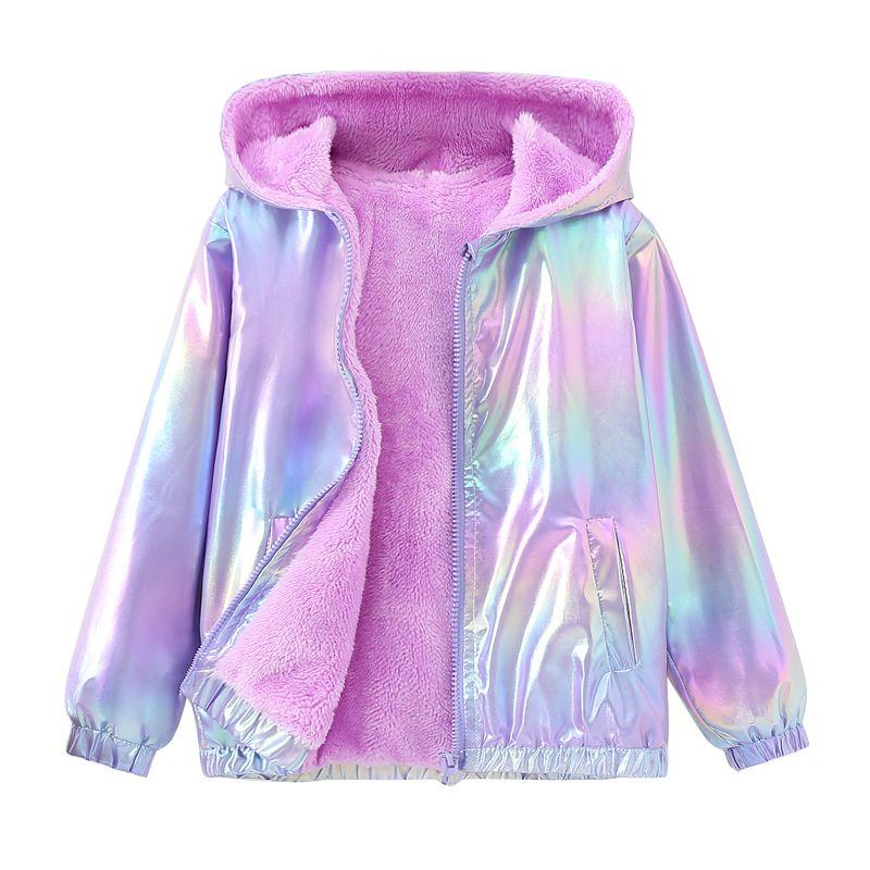Giacca con Cappuccio e Zip in Pile Color Gradiente per Bambine 1-11 Anni