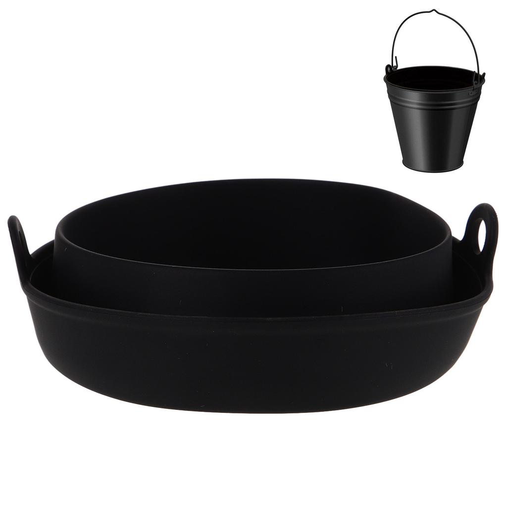 Adjustable Height Silicone Bbq Oil Bucket Liner Foldable Grill Drip Bucket Grease Tray Liner Reusable Grill Supplies Accessory