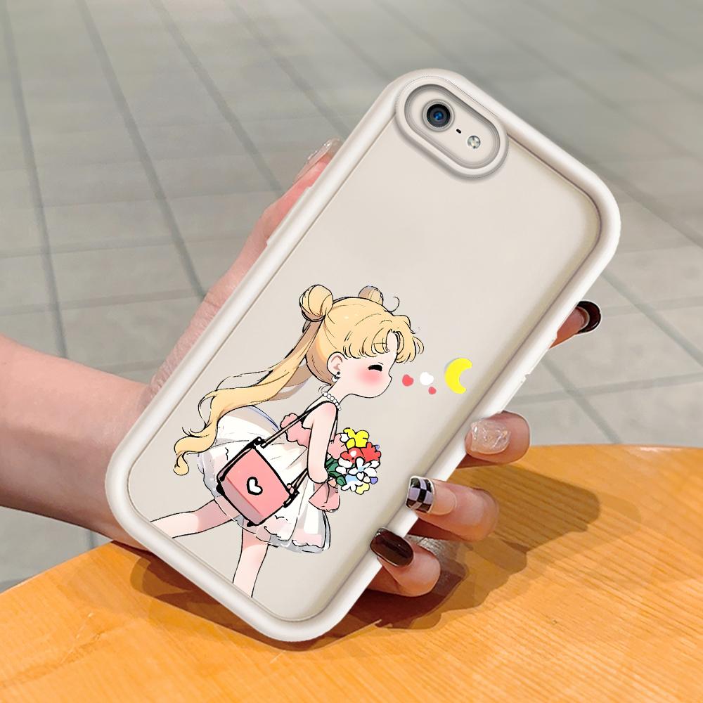 

М яка силіконова квадратна драбина з друкованим малюнком Корпус для телефону Повне покриття Камера Протиударний захист Гумовий чохол для iPhone Infinix Tecno OnePlus Google Pixel 8 білий