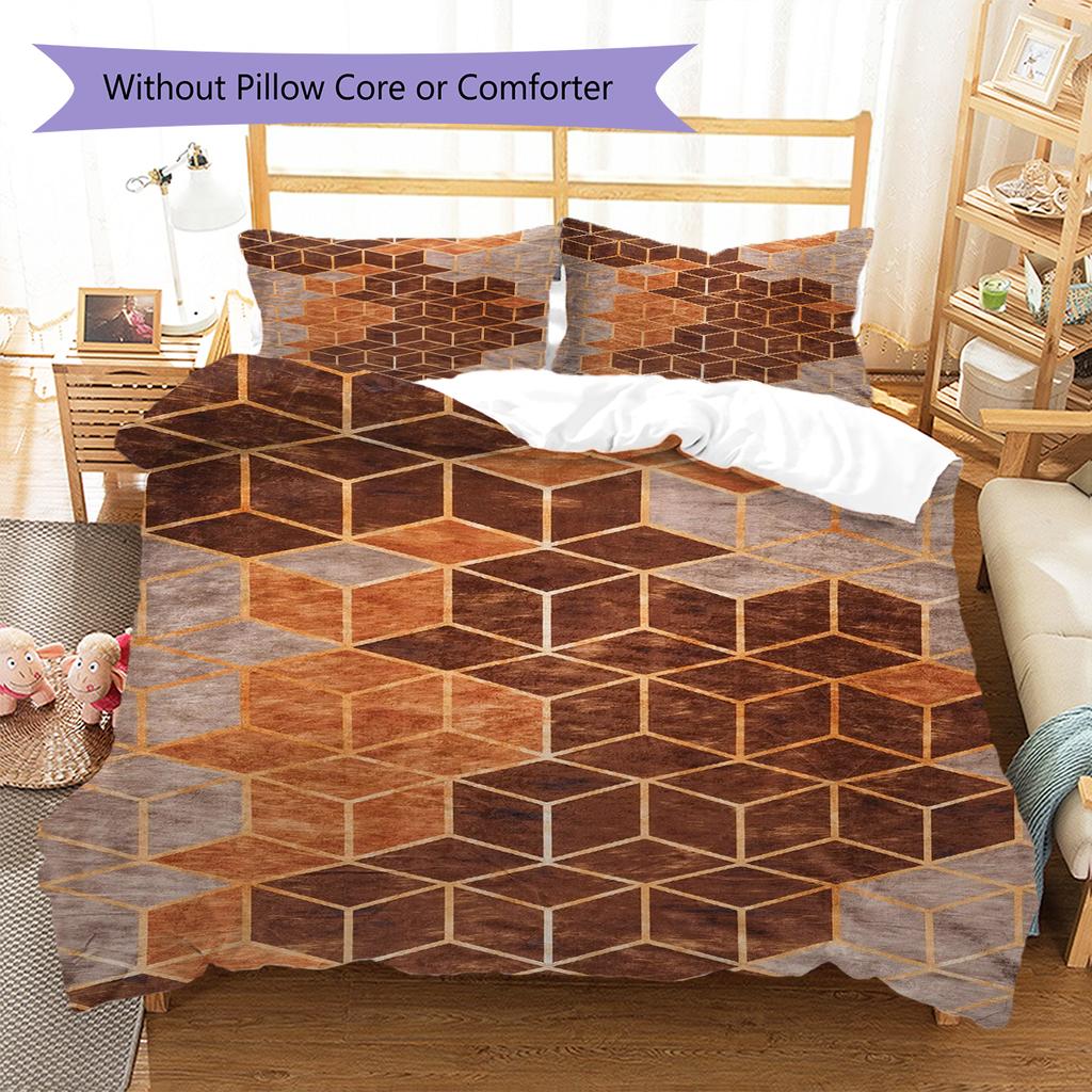 Geometric Marble Pattern Bedding Quilt Set Quilt Cover Pillowcase Home Decoration Gift (1 * duvet cover + 2 * pillowcase, without core)