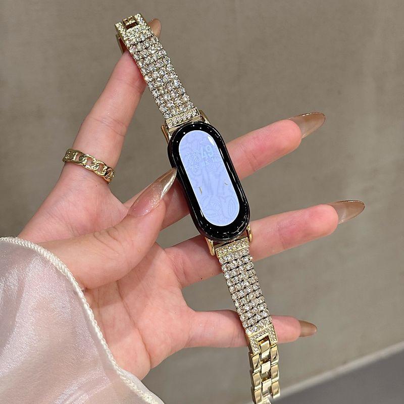 

Luxury Diamond Watch Strap for Mi Band 8 9 10 Women Jewelry Metal Watch Bracelet for Mi Band 8Pro 9 Pro Redwatch 6 5 4 Correas mi band 8 9 10 золотой