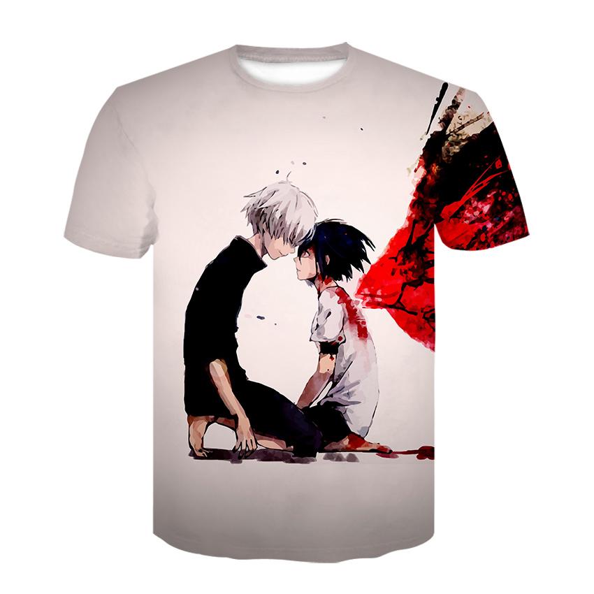 Strange Things Tokyo Ghoul Men 3D Graphic T Shirts Anime Ken Kaneki Print T Shirts Cartoon Loose Cotton Tshirts Hipster Tops