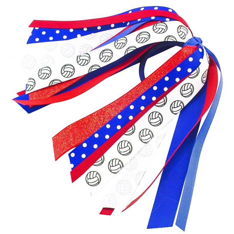 Soccer Ponytail Holders for Women Red Black Glitter Hair Ribbons Streamer Soccer Elastic Hair Ties Band Scrunchies Game Day