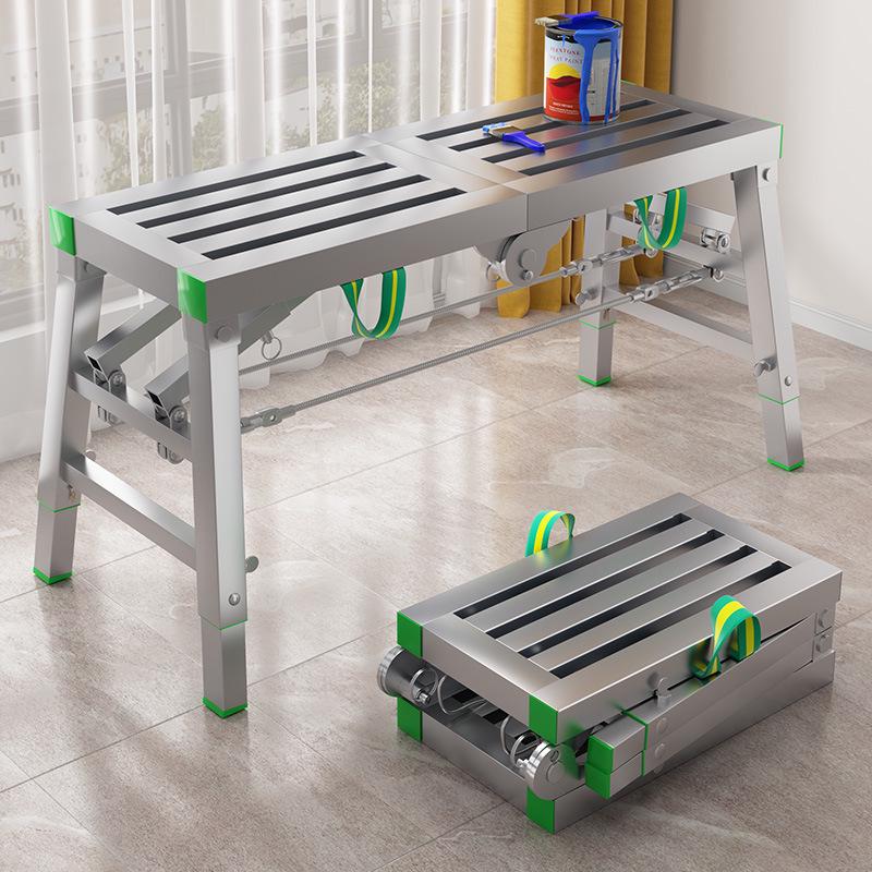 Folding Heightened Trestle Ladder and Putty Scraper for Construction