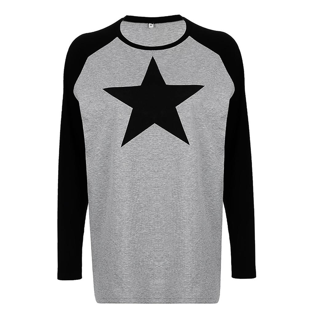 Women's Harajuku Star Print Piece Piece Autumn Casual Plus Size Loose Tee Vintage Sweatshirt