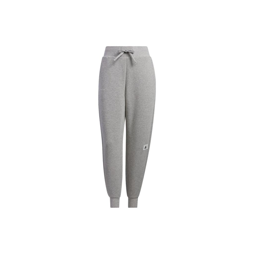 Adidas Lounge 7/8 Pants With Solid Color Logo Cuff Knit Sports Pants Women Bottoms Gray IP7053