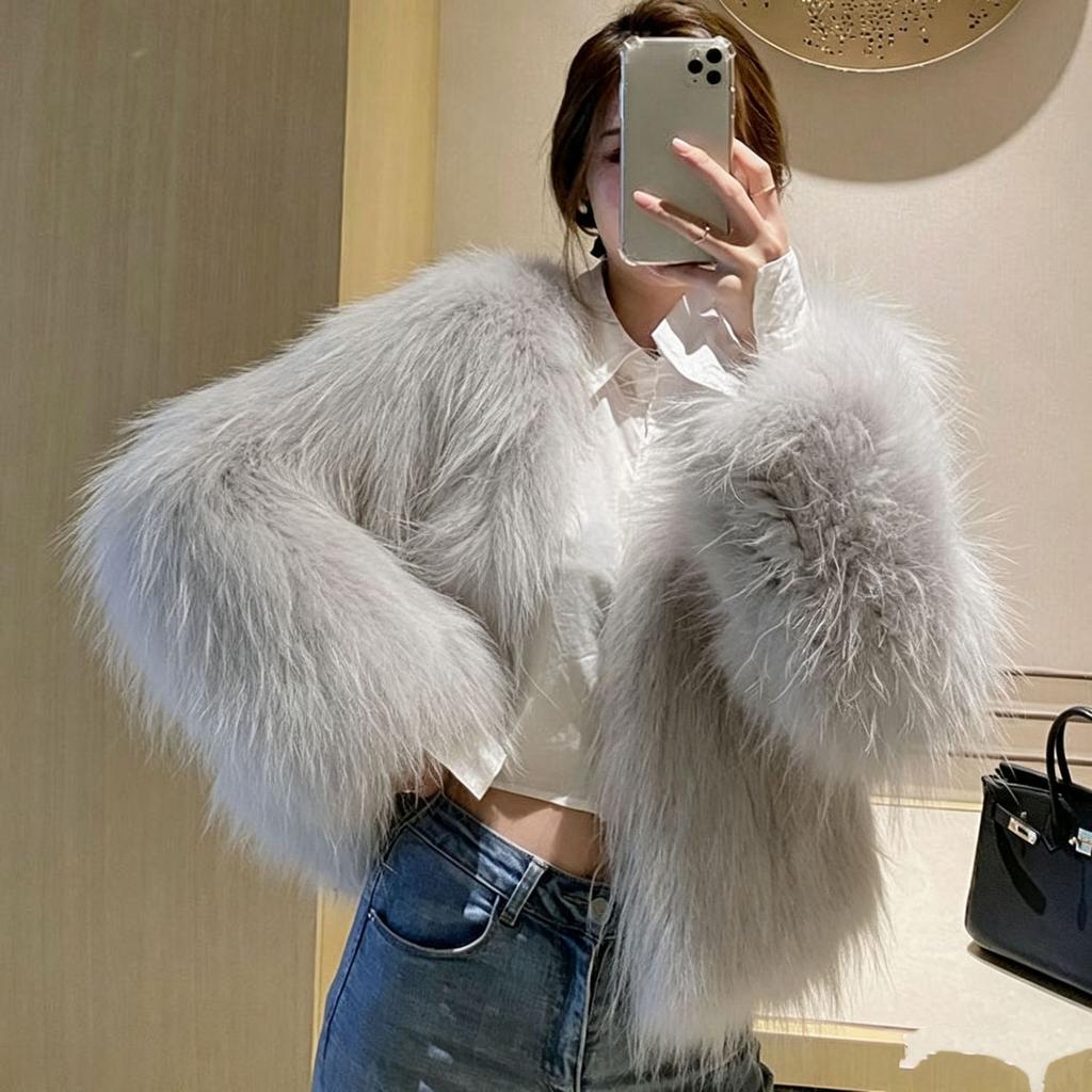 New imitation fur coat women's imitation fox hair raccoon hair imitation autumn and winter thickened temperament light