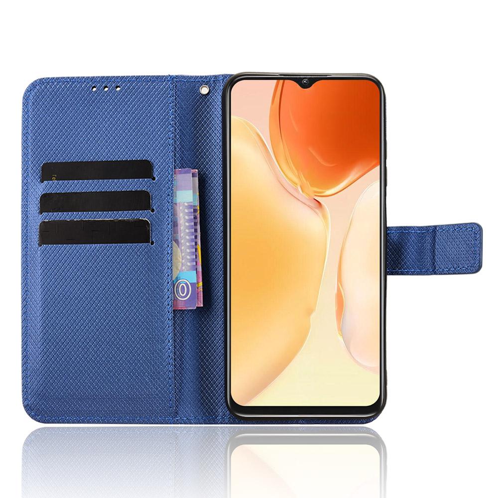 Pro Oukitel C1 Pro/Oukitel C1 Kožené pouzdro peněženka s popruhem Diamantová textura Kryt na telefon